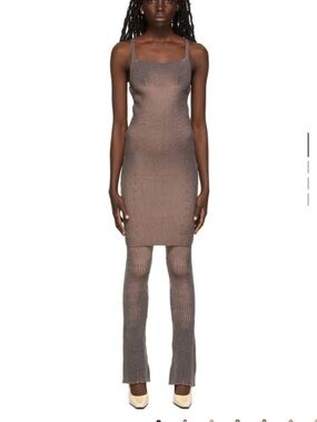 Isa Boulder Ribbed Knit Brown Tank Dress